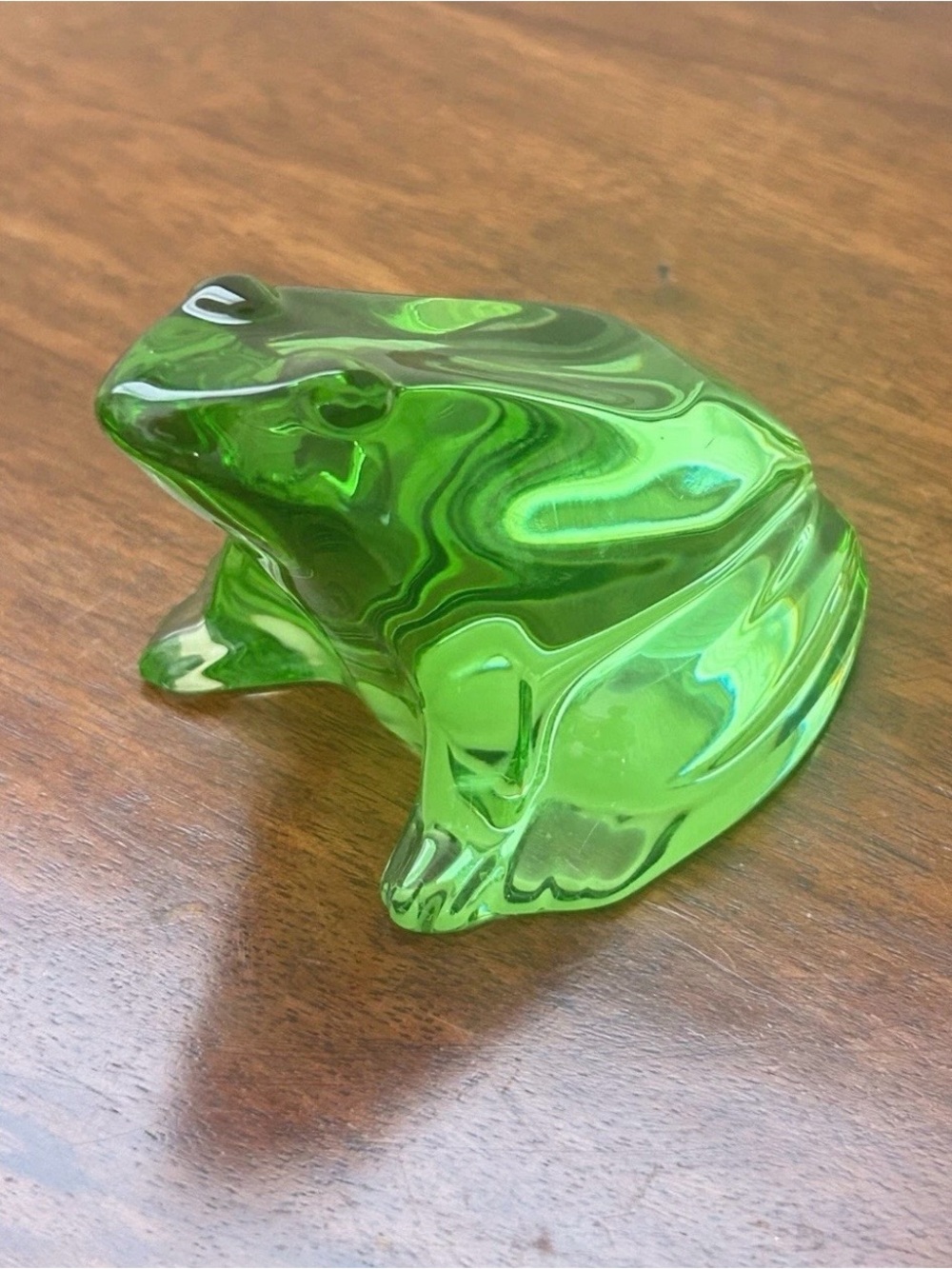 Baccarat Crystal Green Frog Paperweight Decorative 3x4